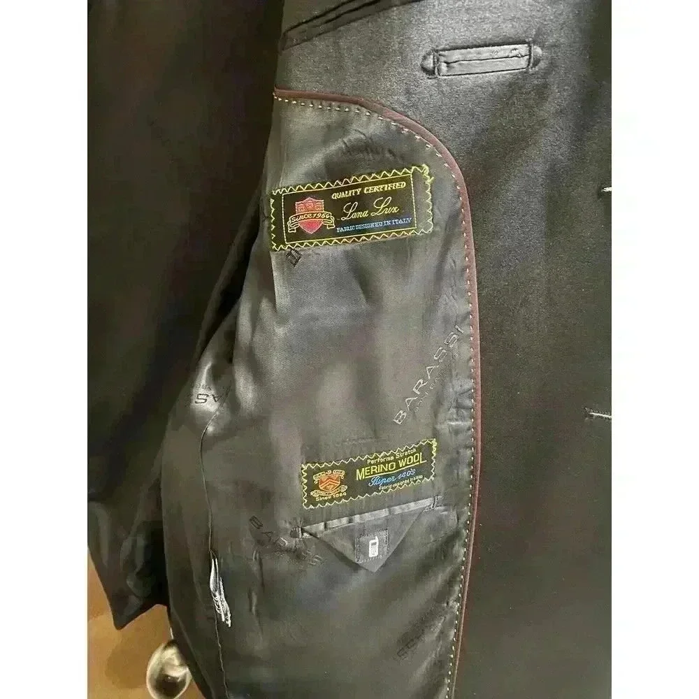 Barassi Merino Wool Men's Black Blazer Jacket Size 42R Performa Stretch *Read*